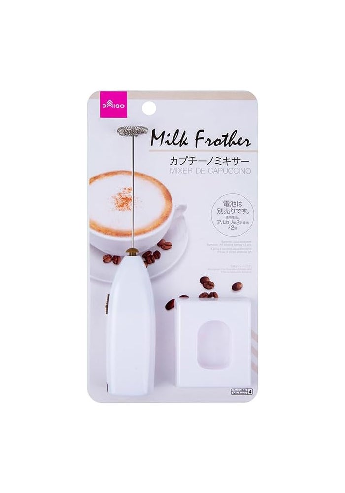 Daiso Milk Frother – White Handheld Coffee Frother - Image 1